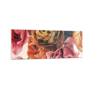 Impression sur verre - Image sur verre - Un bouquet de fleurs variées aux couleurs intenses - 140x50cm - La fête de la vie - Décoration murale moderne pour le salon et la chambre ARTTOR
