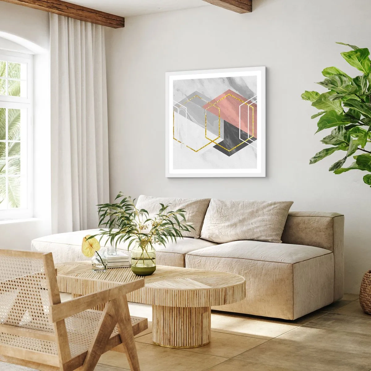 Affiche dans un cadre blanc - Poster - Composition en chaîne - 30x30 cm