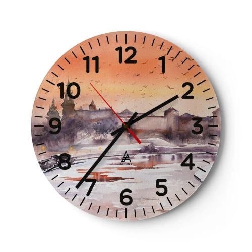Horloge murale - Pendule murale - Coucher de soleil royal - 30x30 cm