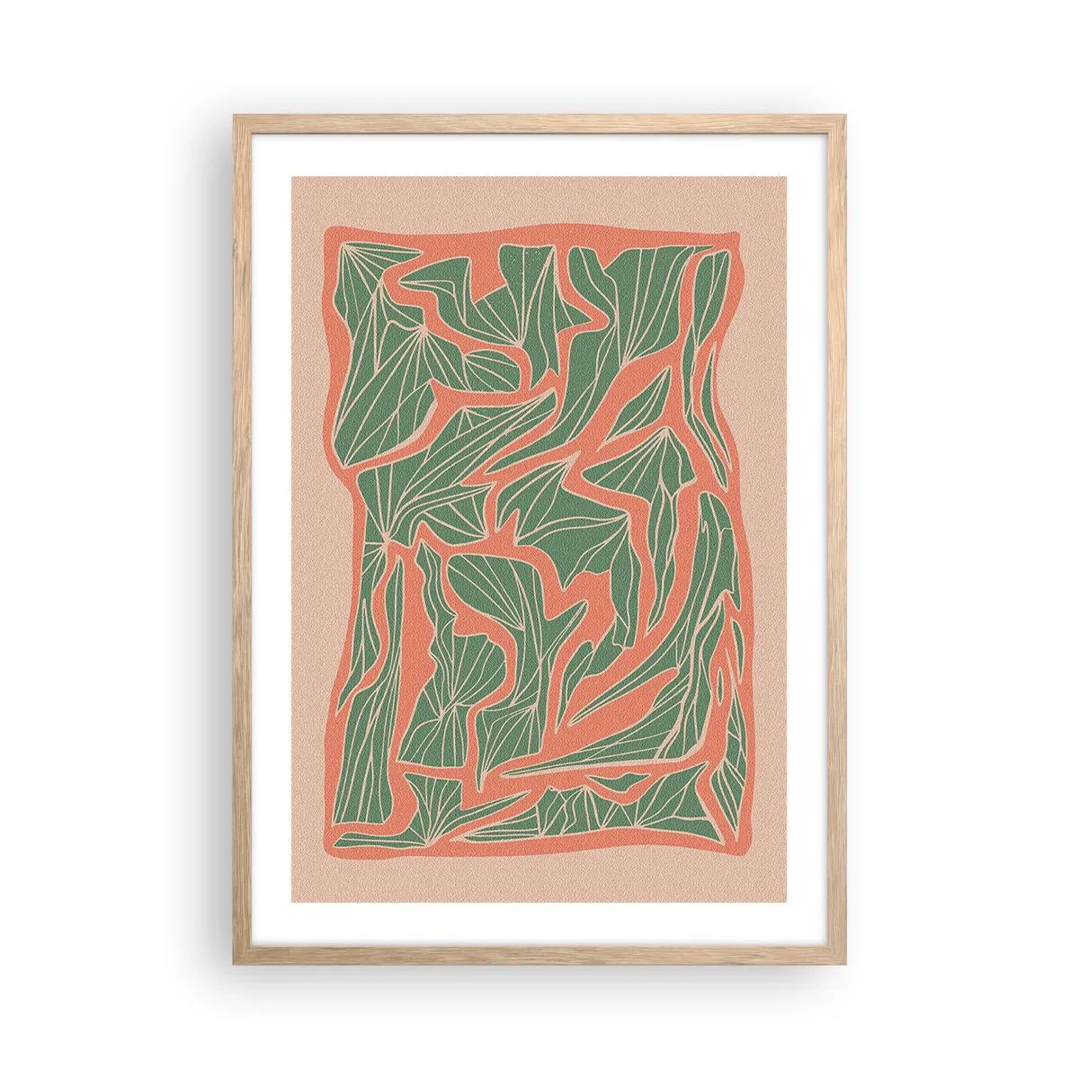 Affiche dans un chêne clair - Poster - La lutte entre le corail et la verdure - 50x70 cm