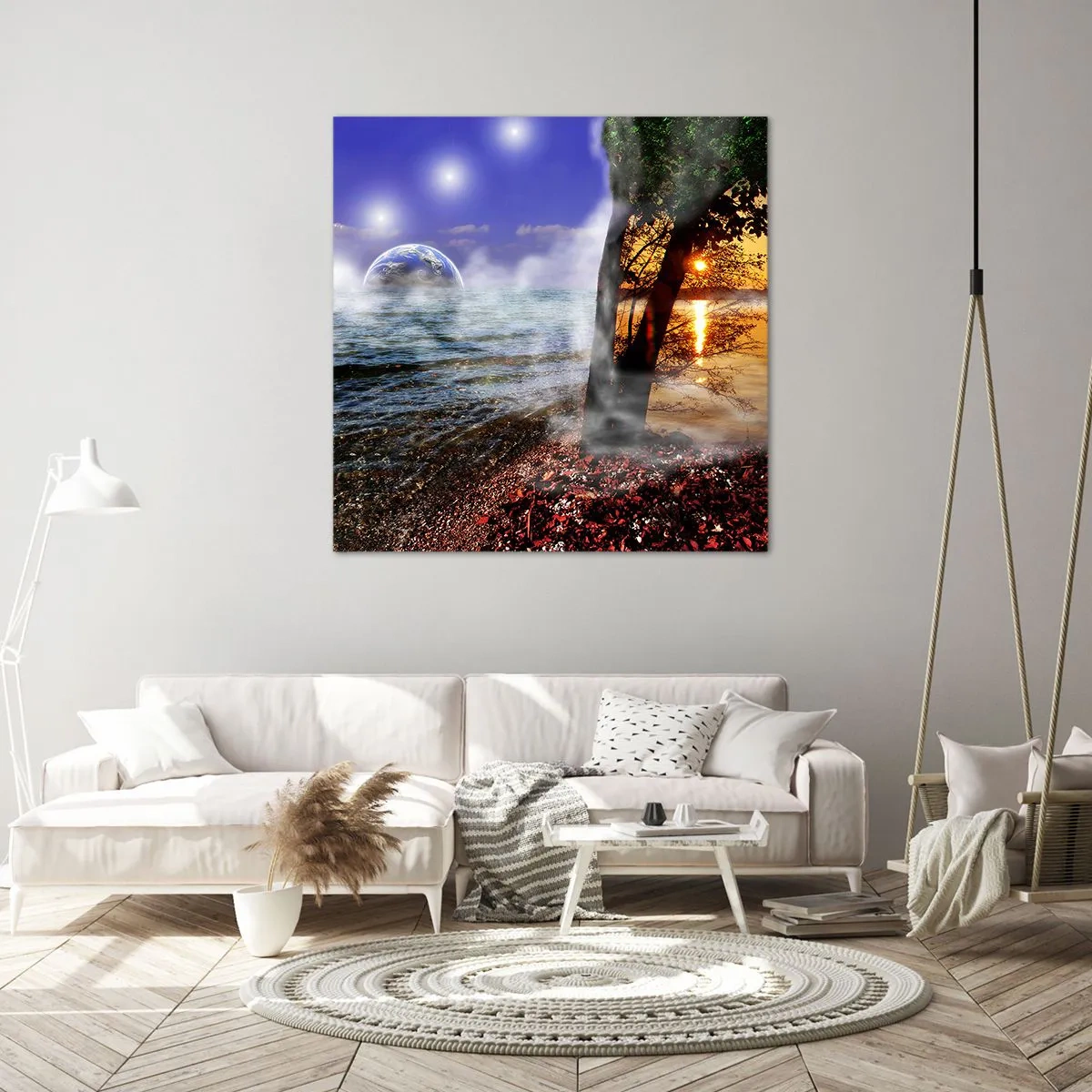 Impression sur toile - Image sur toile - Paysage surréaliste - unité de la nature - 70x70 cm