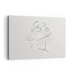 Impression sur toile - Image sur toile - Un croquis minimaliste d'un visage sur un fond clair - 100x70cm - L'esquisse d'un rêve - Décoration murale moderne pour le salon et la chambre ARTTOR