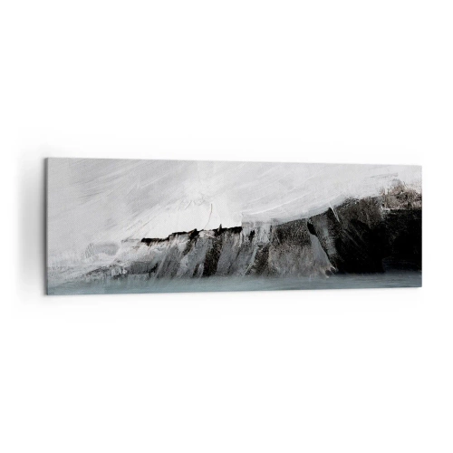Impression sur toile - Image sur toile - Paysage abstrait avec de l'eau et un rivage rocheux - 160x50cm - Eau – terre : choc des éléments - Décoration murale moderne pour le salon et la chambre ARTTOR