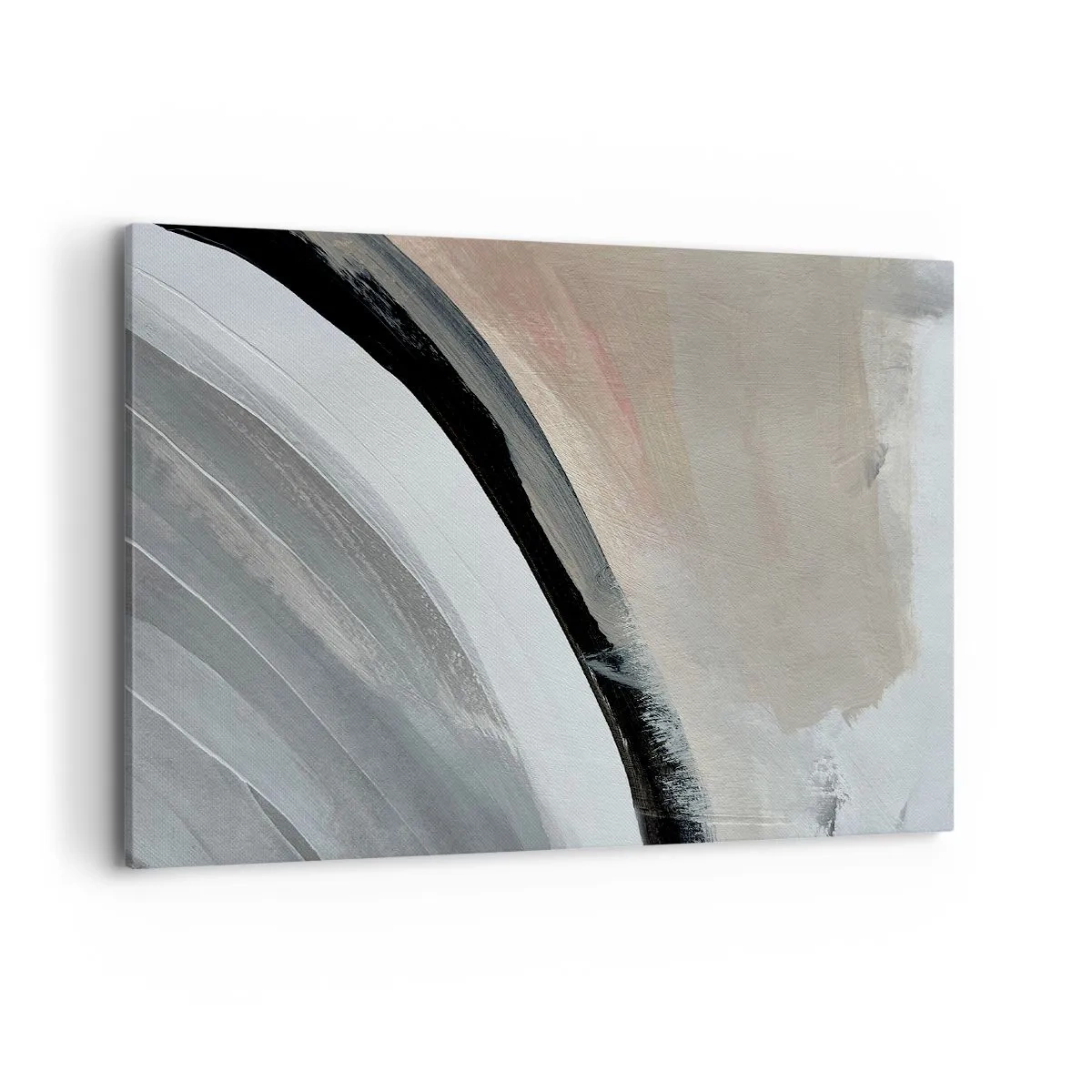 Impression sur toile - Image sur toile - Arche abstraite dans les tons de noir, gris et beige - 100x70cm - Composition : arc de noir et gris - Décoration murale moderne pour le salon et la chambre ARTTOR