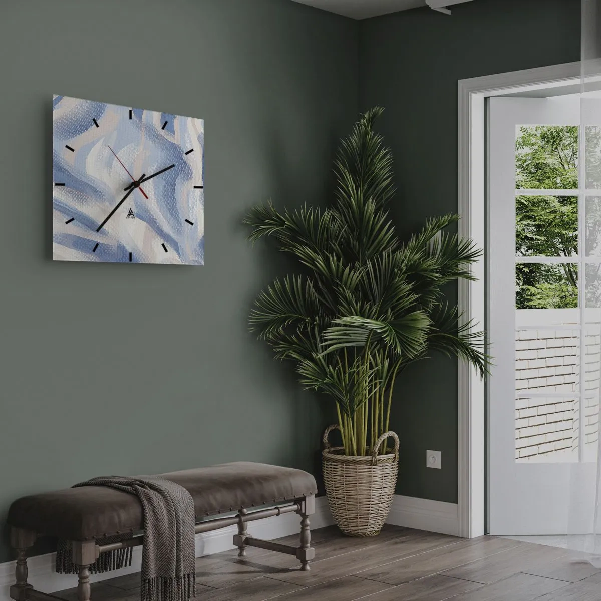 Horloge murale - Pendule murale - Vagues bleues - 40x40 cm