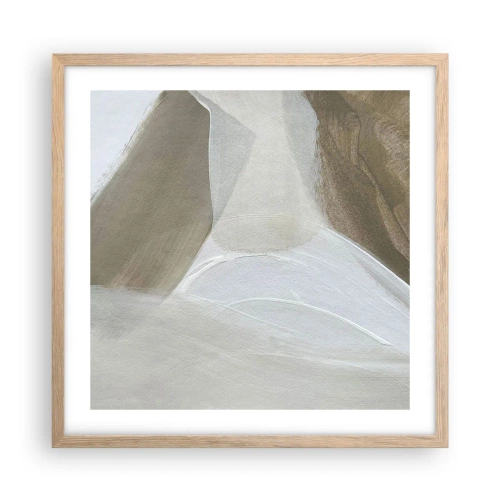 Affiche dans un chêne clair - Poster - Une vague de blanc - 50x50 cm