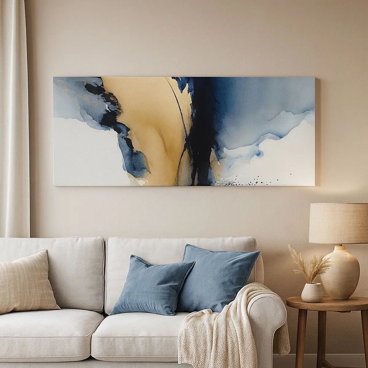 Impression sur toile - Image sur toile - Derrière le rideau - 100x40 cm