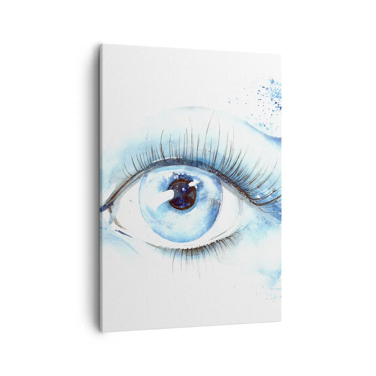 Impression sur toile - Image sur toile - Aquarelle artistique d'un œil avec une vague dynamique - 50x70cm - Plongez-vous dans le bleu du regard - Décoration murale moderne pour le salon et la chambre ARTTOR