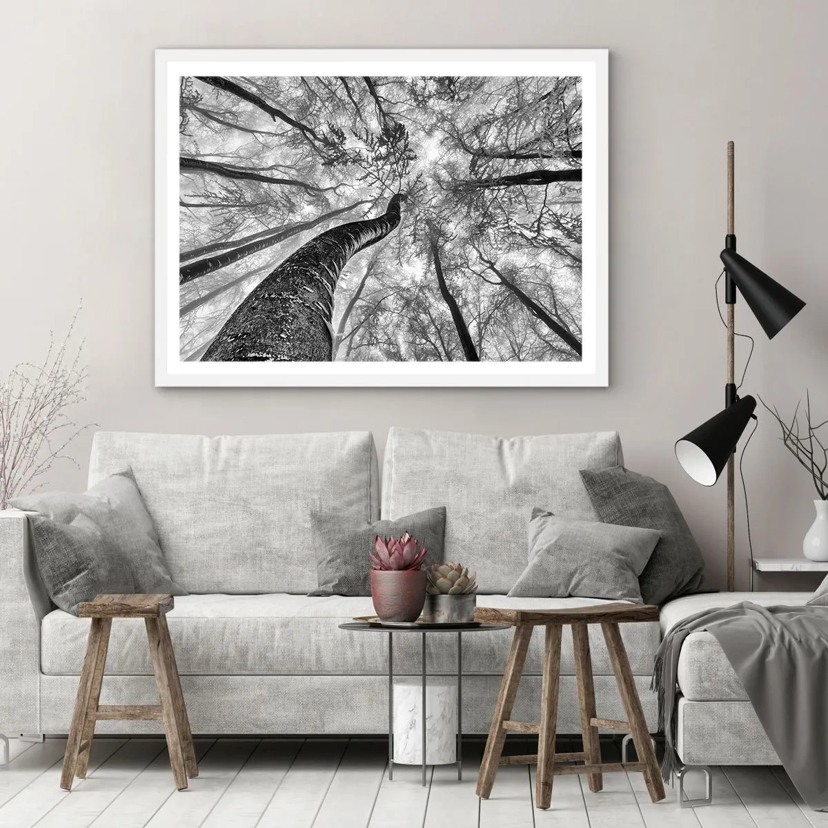 Affiche dans un cadre blanc - Poster - Course vers la lumière - 50x40 cm