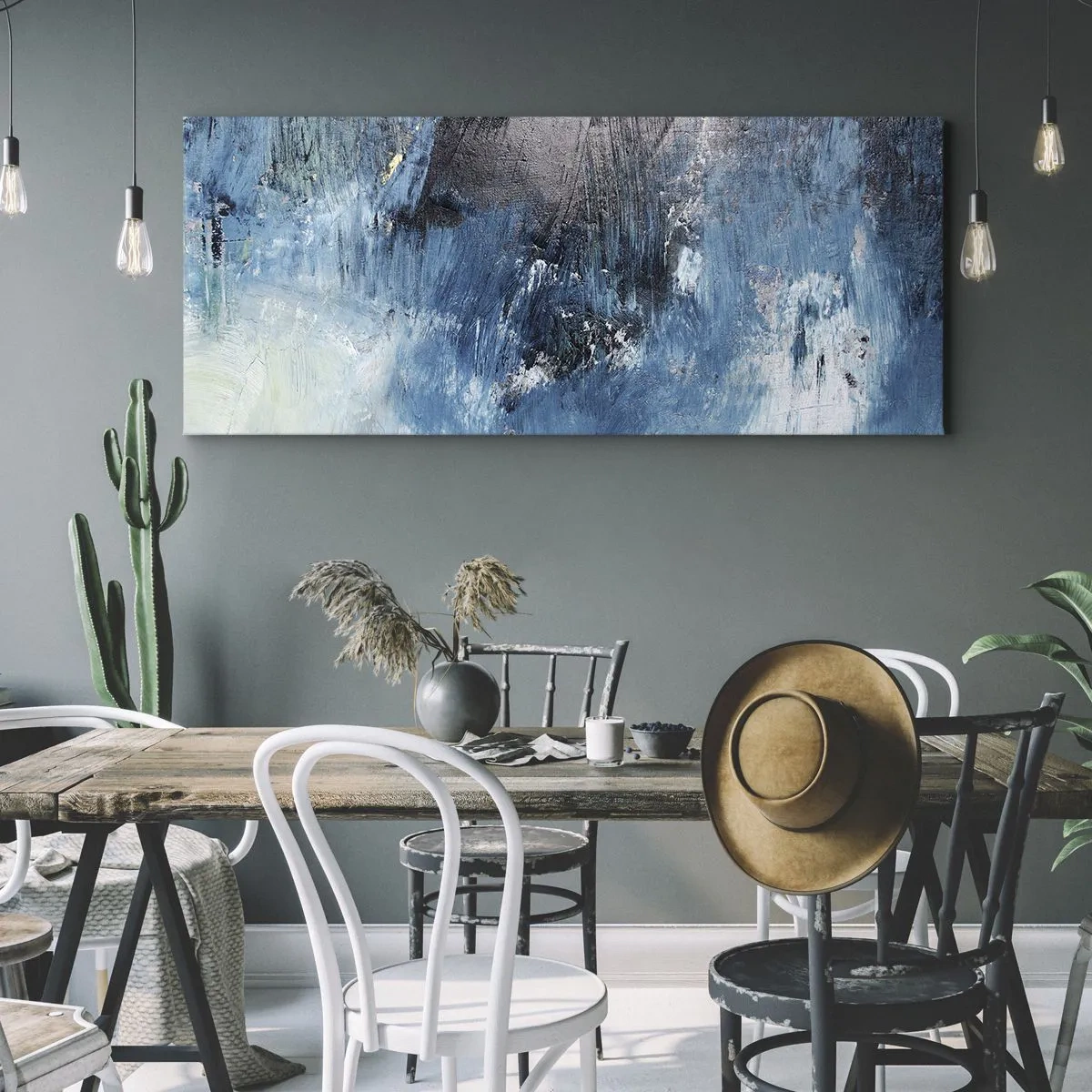 Impression sur toile - Image sur toile - Rhapsodie en bleu - 100x40 cm