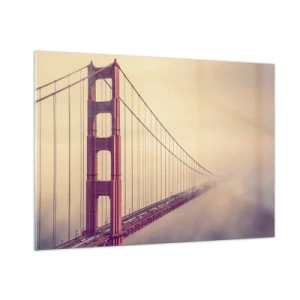 Impression sur verre - Image sur verre - Le Golden Gate Bridge de San Francisco dans un paysage brumeux - 100x70cm - Entre ciel et terre - Décoration murale moderne pour le salon et la chambre ARTTOR