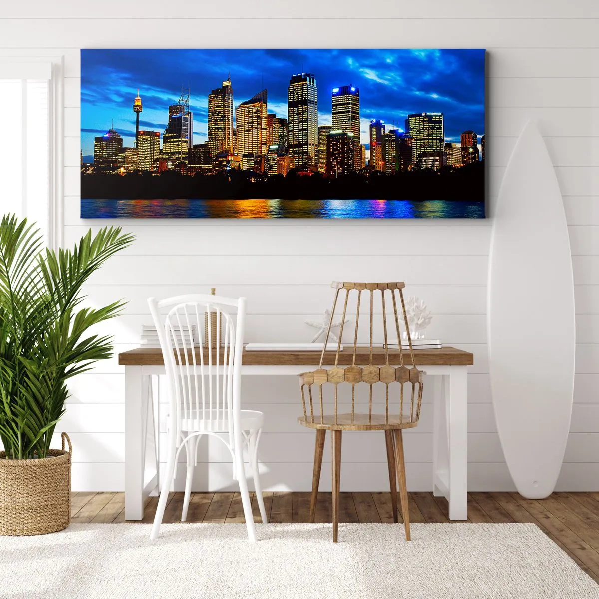 Impression sur toile - Image sur toile - Une nuit de lumières et de couleurs - 90x30 cm
