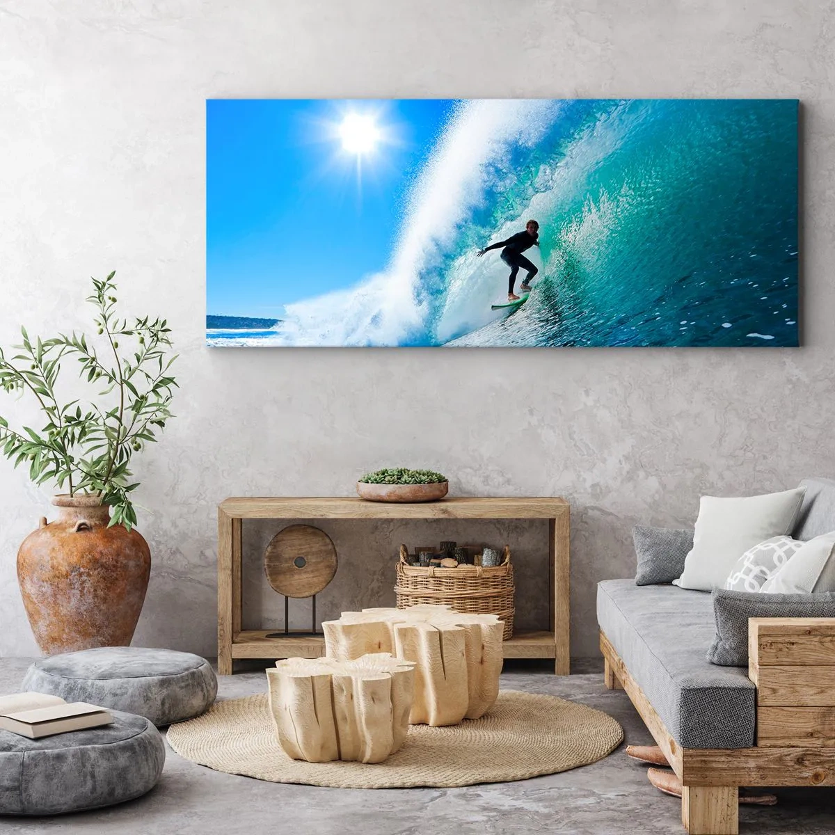 Impression sur toile - Image sur toile - A travers le grand ciel bleu - 100x40 cm