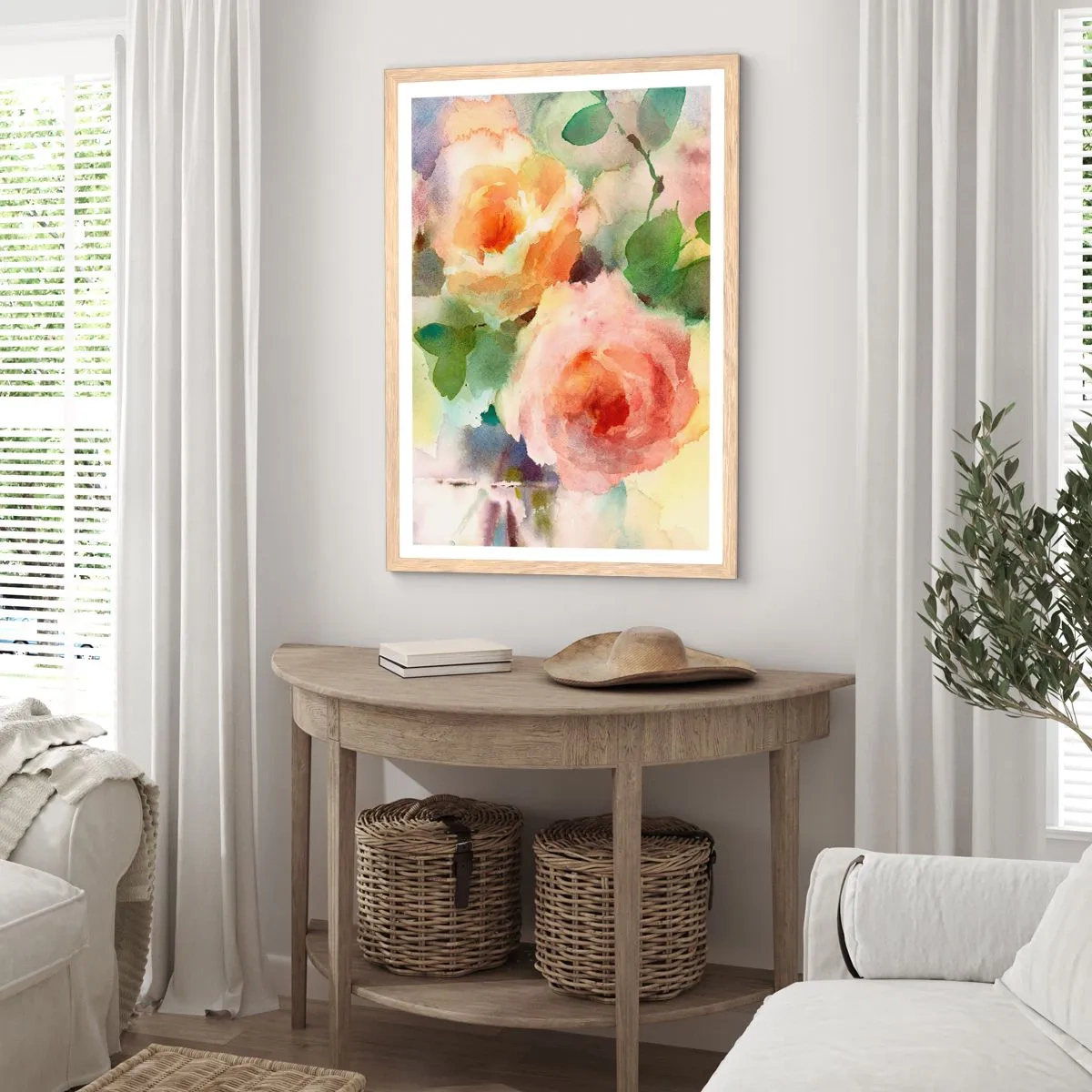 Affiche dans un chêne clair - Poster - Délicat comme l'aquarelle - 70x100 cm