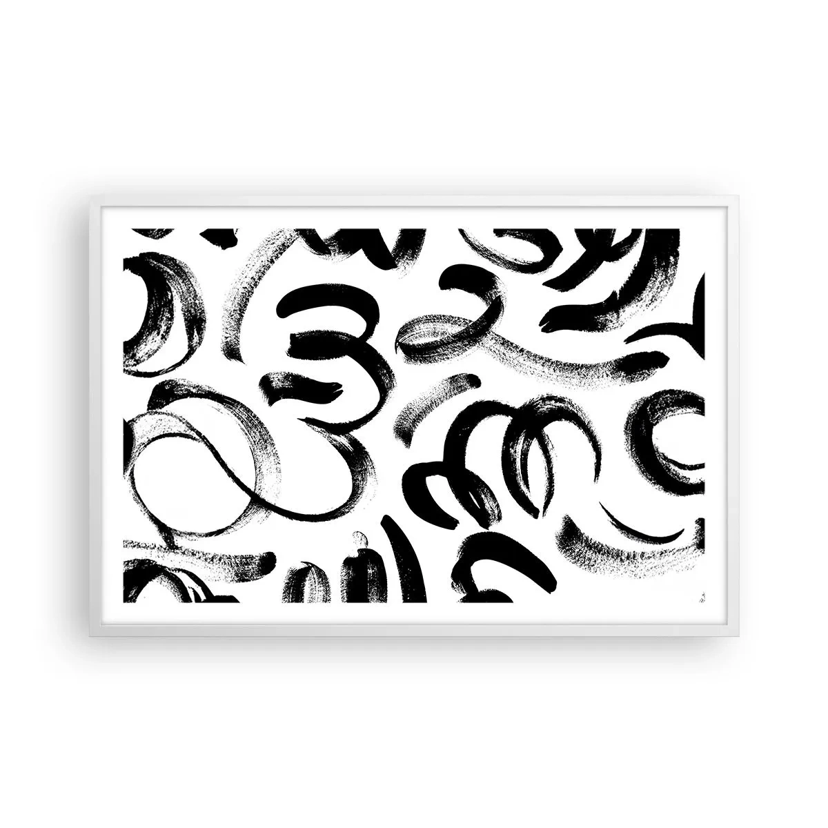 Affiche dans un cadre blanc - Poster - Noir sur blanc - 91x61 cm
