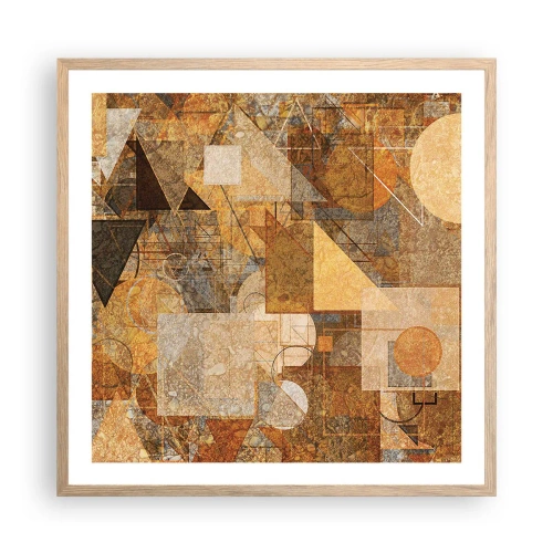 Affiche dans un chêne clair - Poster - Étude cubique de marron - 60x60 cm