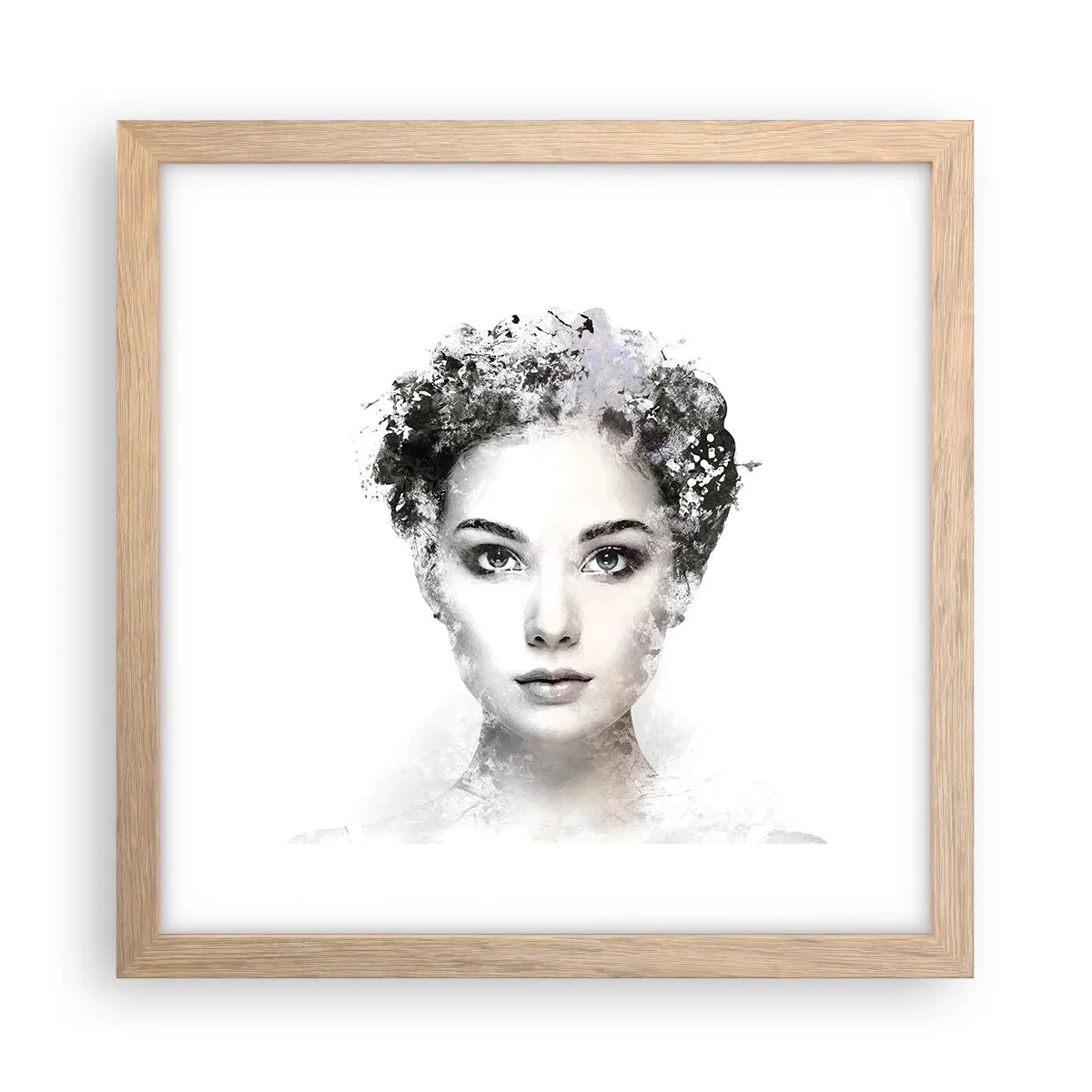 Affiche dans un chêne clair - Poster - Un portrait extrêmement stylé - 30x30 cm