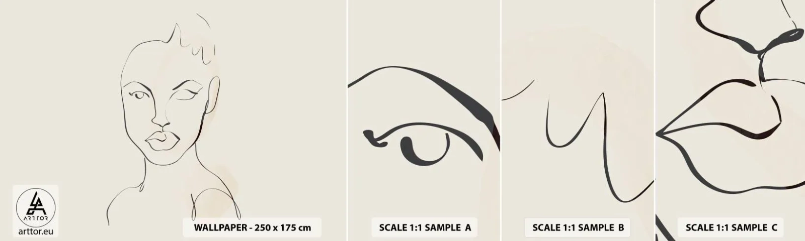 Échantillon de Papier Peint Autocollant Deluxe Sticker - Esquisse de la sensualité - Femme, Graphique, Morceau - 100x30 cm