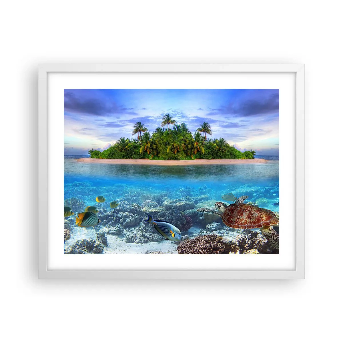 Affiche dans un cadre blanc - Poster - L'île céleste vous invite - 50x40 cm