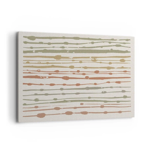 Impression sur toile - Image sur toile - Un motif de lignes aux tons chauds sur un fond clair - 120x80cm - Notation musicale des couleurs - Décoration murale moderne pour le salon et la chambre ARTTOR