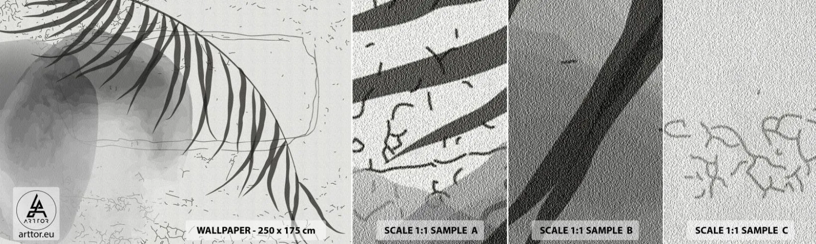 Échantillon de Papier Peint Autocollant Deluxe Sticker - L'exotisme subtil de la nature - Minimalisme, Botanique, Feuille - 100x30 cm