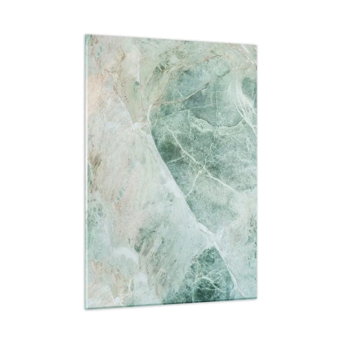 Impression sur verre - Image sur verre - Texture vert-beige ressemblant à de la pierre naturelle - 50x70cm - La noble froideur de la pierre - Décoration murale moderne pour le salon et la chambre ARTTOR