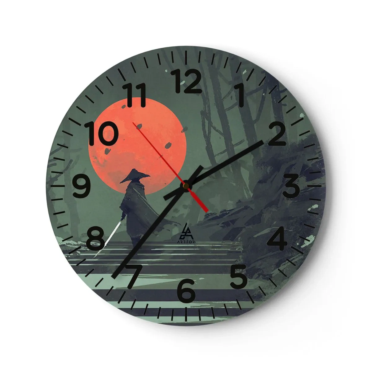 Horloge murale - Pendule murale - Guerrier de la lune rouge - 30x30 cm