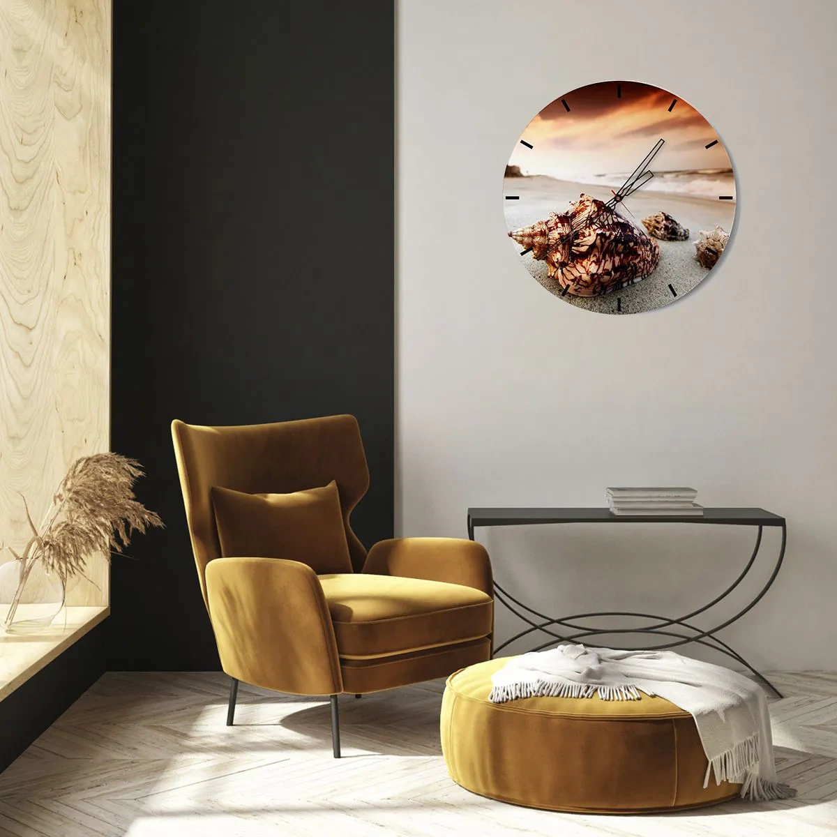 Horloge murale - Pendule murale - Coquillages sur la plage sous les rayons du soleil couchant - 30x30cm - Les parias des vagues - Décoration murale moderne pour le salon, la cuisine et la chambre ARTTOR