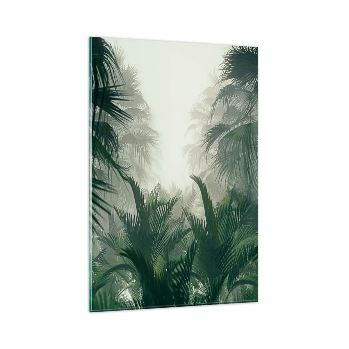 Impression sur verre - Image sur verre - Végétation tropicale dans un épais brouillard de forêt tropicale - 80x120cm - Secret tropical - Décoration murale moderne pour le salon et la chambre ARTTOR