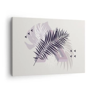 Impression sur toile - Image sur toile - Une composition minimaliste avec des feuilles et des formes géométriques - 70x50cm - L'ombre de l'obscurité - Décoration murale moderne pour le salon et la chambre ARTTOR