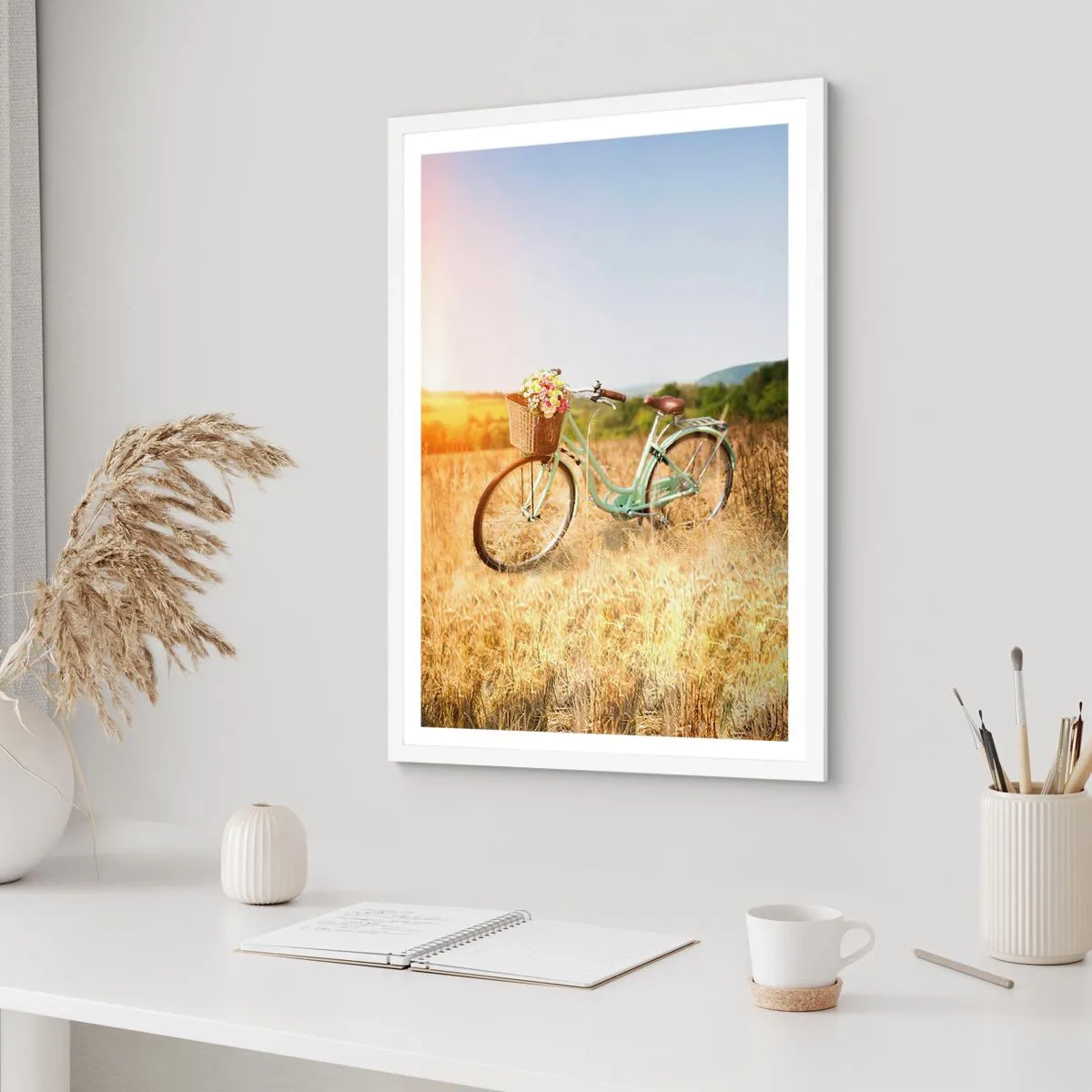 Affiche dans un cadre blanc - Poster - Je vais rester un petit moment - 50x70 cm