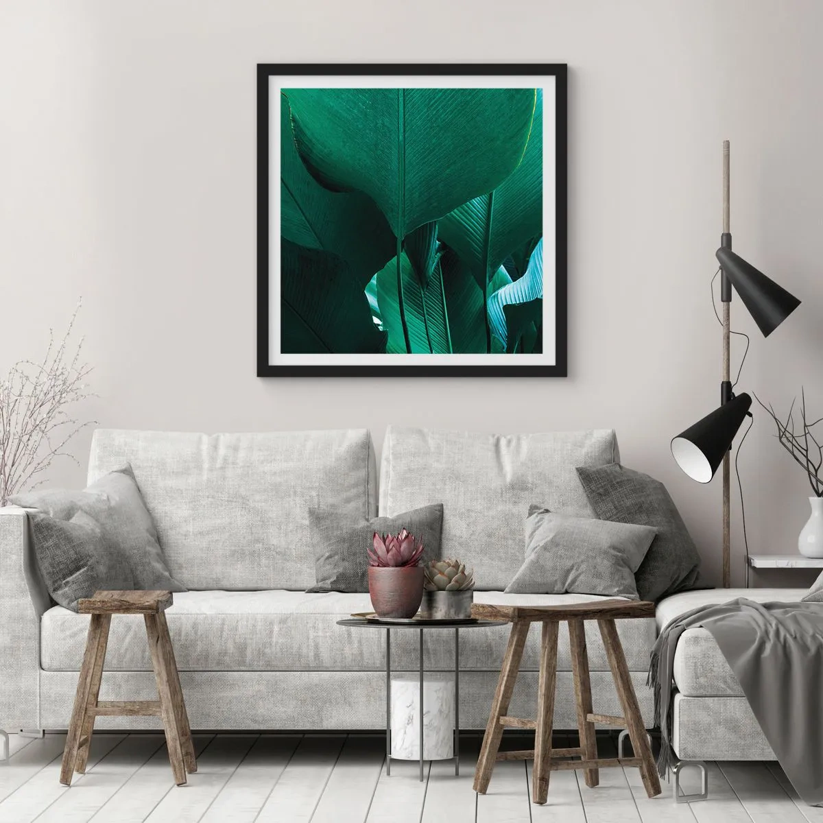 Affiche dans un cadre noir - Poster - Tourné vers la lumière - 60x60 cm