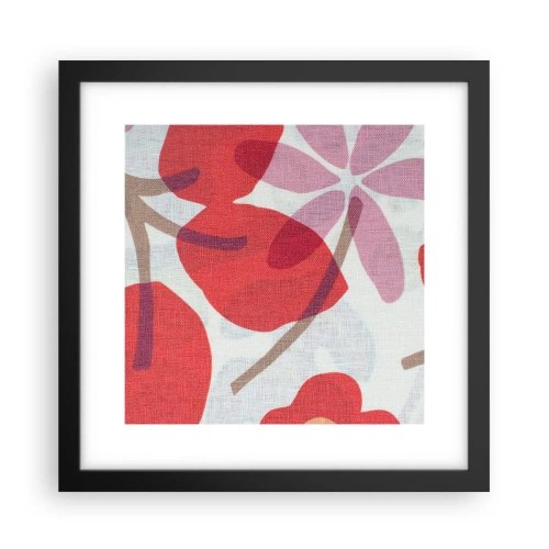 Affiche dans un cadre noir - Poster - Composition florale dans les roses - 30x30 cm