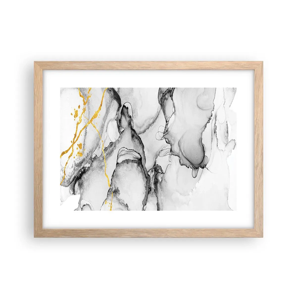 Affiche dans un chêne clair - Poster - Composition à motif or - 40x30 cm
