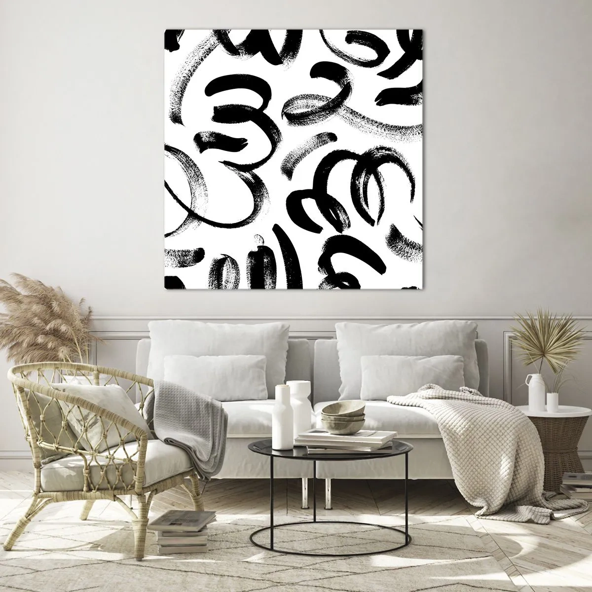 Impression sur verre - Image sur verre - Noir sur blanc - 40x40 cm