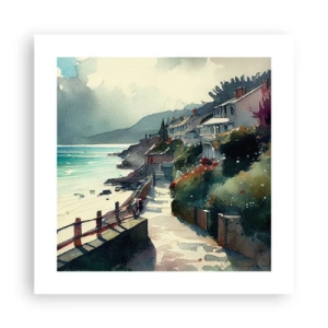 Affiche - Poster - Ville méditerranéenne - 40x40 cm