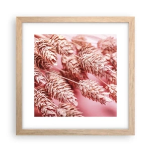 Affiche dans un chêne clair - Poster - Une cascade florale en rose - 30x30 cm