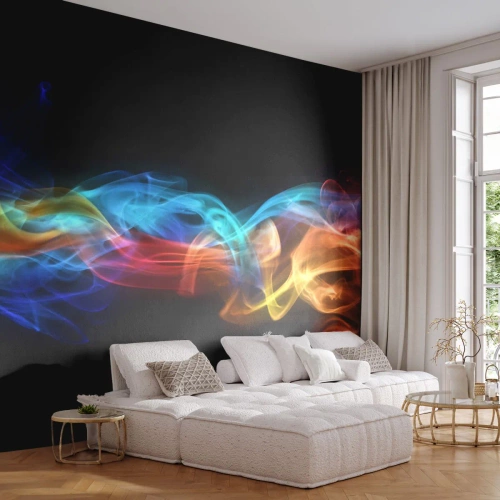 Papier Peint Autocollant Deluxe Sticker - Danse arc-en-ciel du brouillard - Abstraction, Graphique, Flammes colorées - 200x140 cm