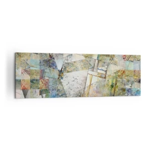 Impression sur toile - Image sur toile - Abstraction colorée avec des formes et des lignes géométriques - 160x50cm - Remaniement géométrique - Décoration murale moderne pour le salon et la chambre ARTTOR