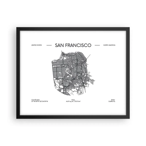 Affiche dans un cadre noir - Poster - Anatomie de San Fransisco - 50x40 cm