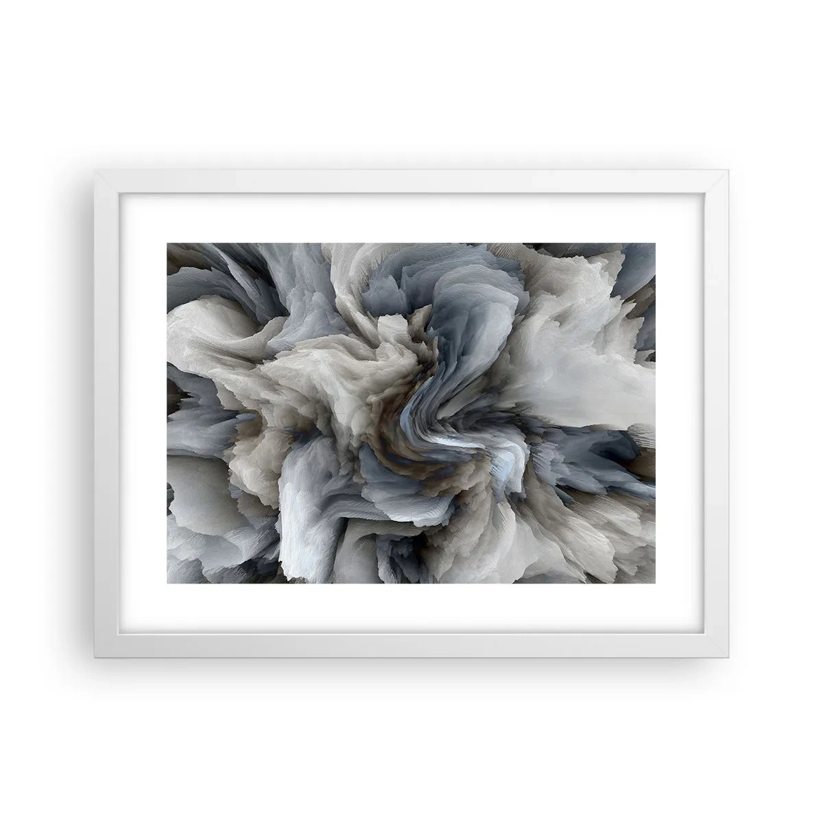 Affiche dans un cadre blanc - Poster - Pierre et fleur - 40x30 cm