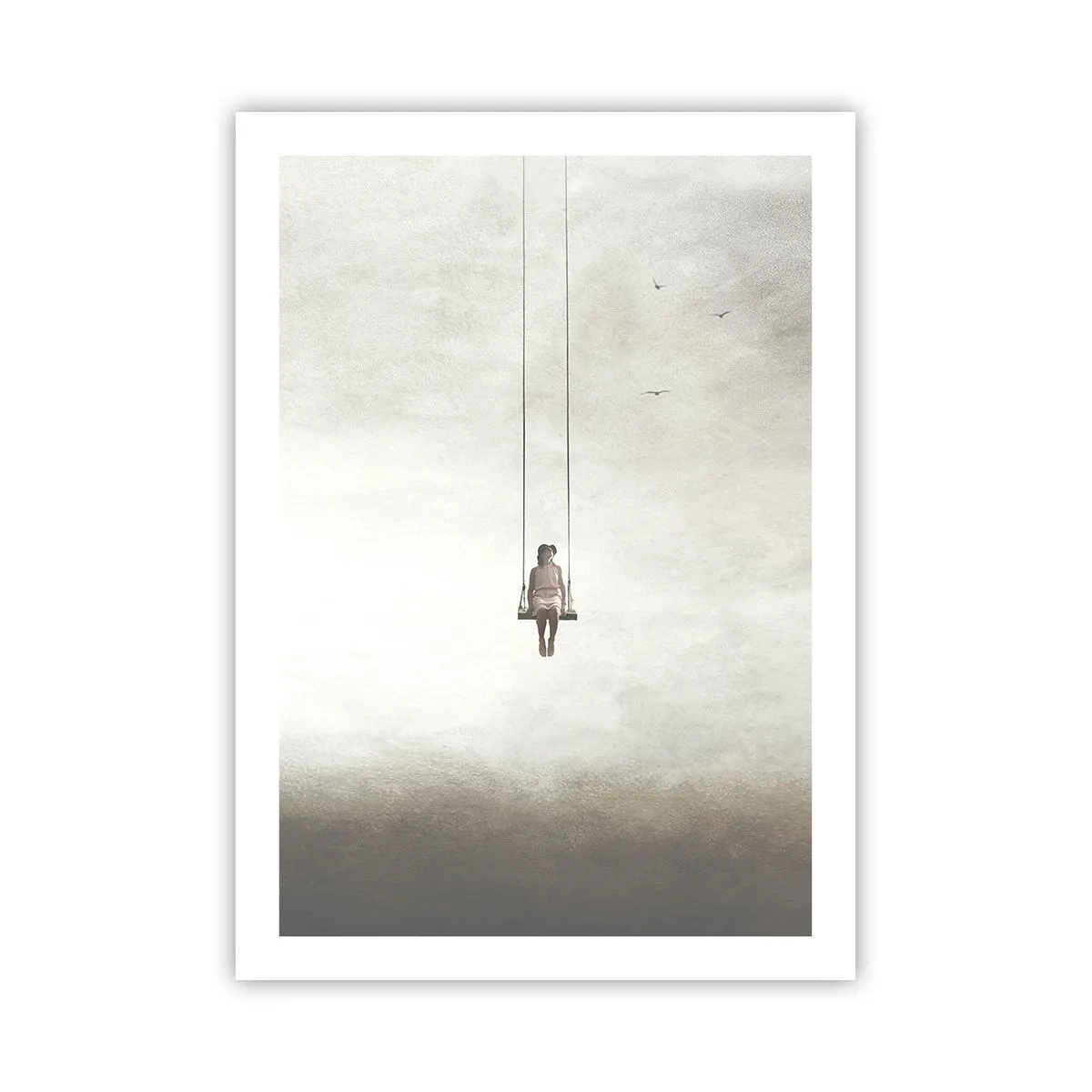 Affiche - Poster - Une figure sur une balançoire suspendue dans l'espace - 50x70cm - Enfant en nous - Décoration murale moderne pour le salon et la chambre ARTTOR