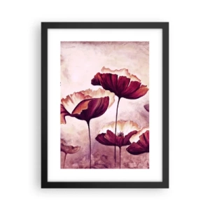 Affiche dans un cadre noir - Poster - Pétale rouge et blanc - 30x40 cm