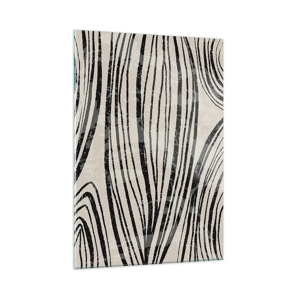 Impression sur verre - Image sur verre - Vagues de lignes noires sur fond clair - 50x70cm - Ligne de marécage - Décoration murale moderne pour le salon et la chambre ARTTOR