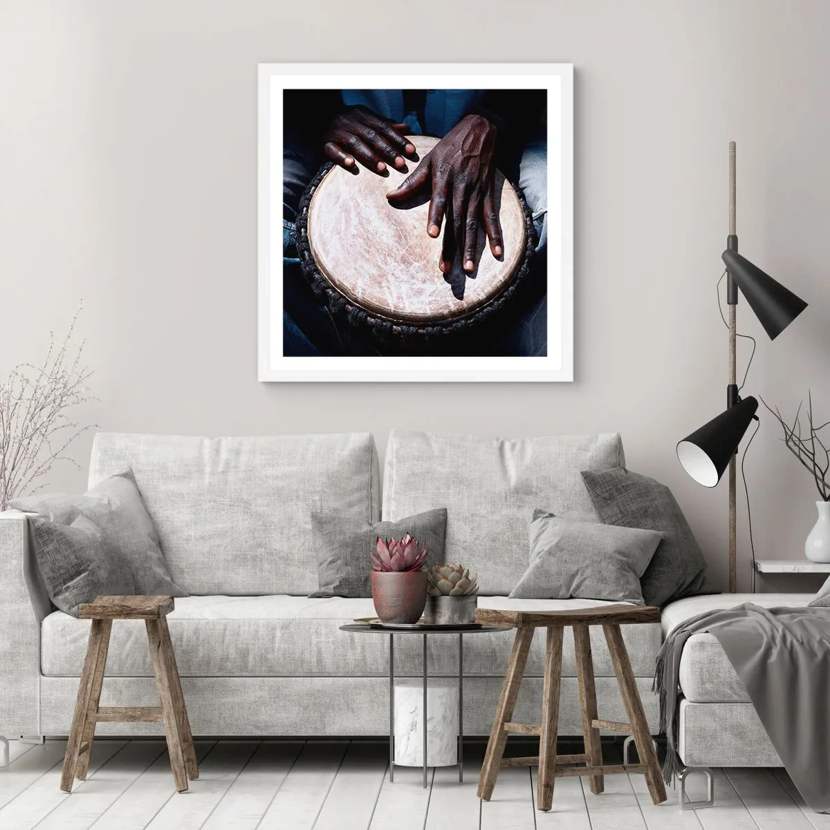 Affiche dans un cadre blanc - Poster - Vis à son rythme - 30x30 cm