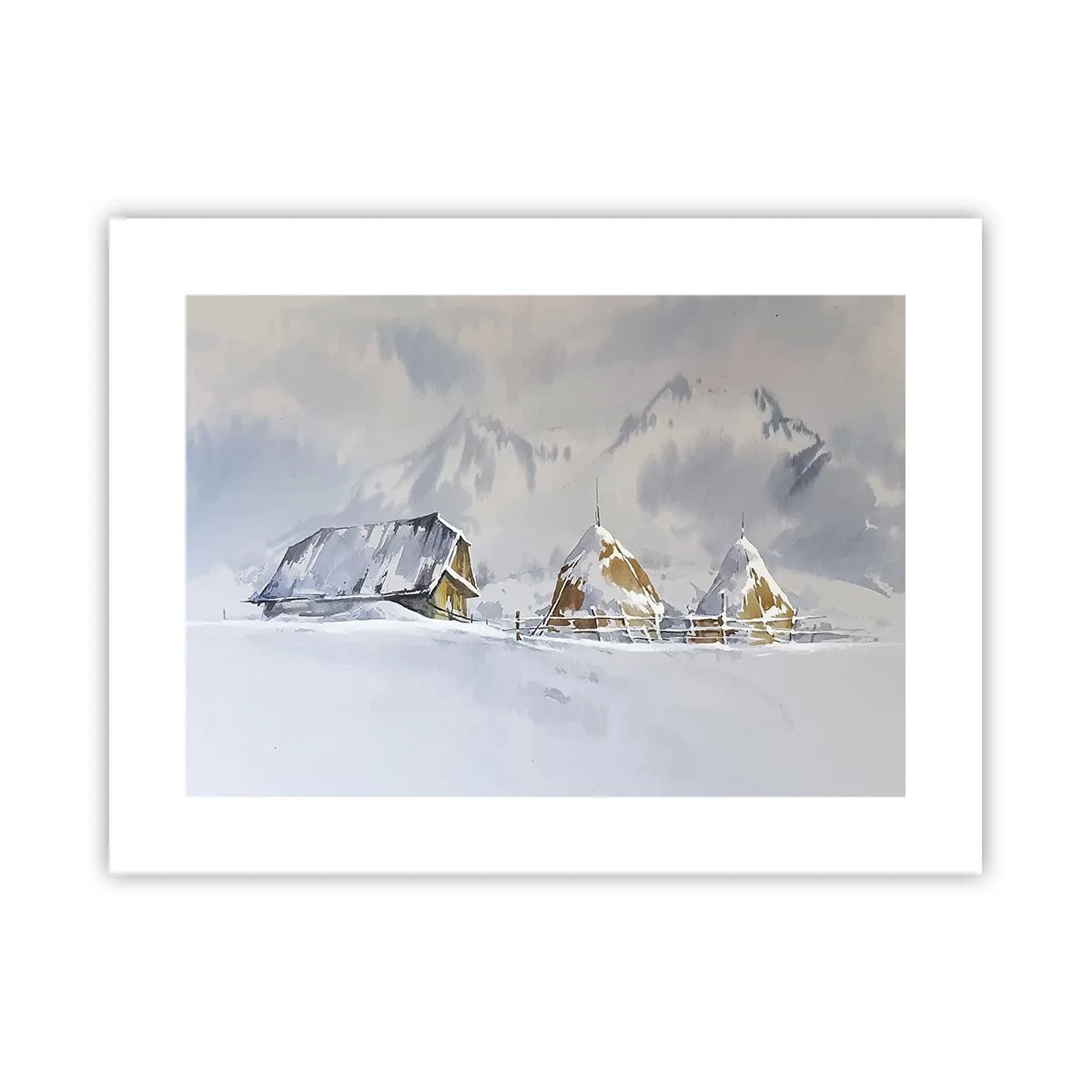 Affiche - Poster - Dans une vallée enneigée - 40x30 cm