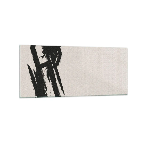 Impression sur verre - Image sur verre - Coups de pinceau dynamiques en noir sur fond clair - 120x50cm - Ruée imparable - Décoration murale moderne pour le salon et la chambre ARTTOR