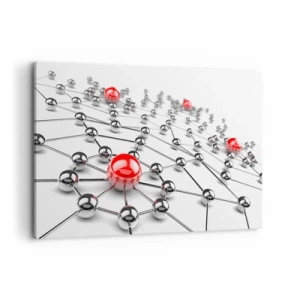 Impression sur toile - Image sur toile - Un réseau de boules métalliques aux accents rouges - 120x80cm - Toile argentée - Décoration murale moderne pour le salon et la chambre ARTTOR