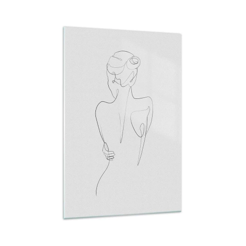 Impression sur verre - Image sur verre - Une ligne de contour montrant une silhouette féminine sur un fond clair - 70x100cm - Musique corporelle - Décoration murale moderne pour le salon et la chambre ARTTOR