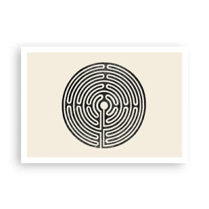 Affiche - Poster - Labyrinthe circulaire noir et blanc sur fond clair - 100x70cm - Ordre mystérieux - Décoration murale moderne pour le salon et la chambre ARTTOR